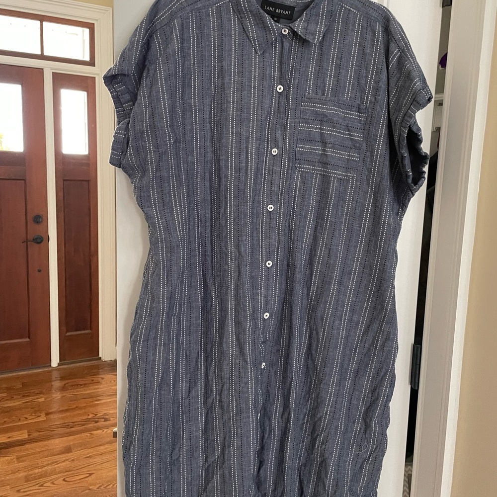 Blue Striped Shirt Dress